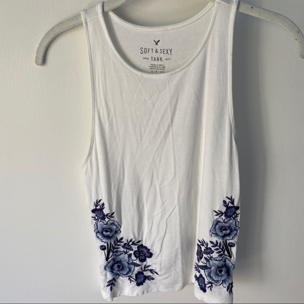 AMERICAN EAGLE Soft & Sexy Embroidered Tank Top